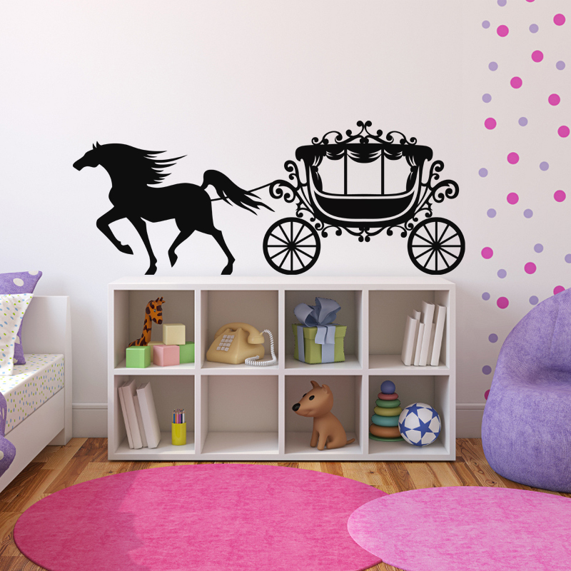 Wall decal Galloping horse and carriage