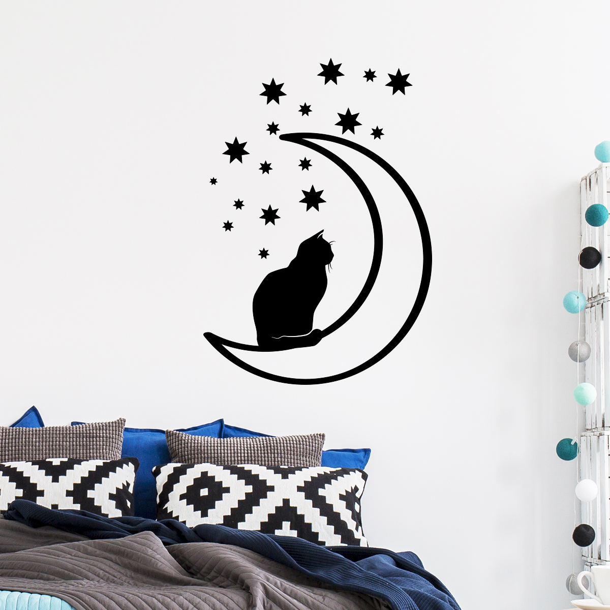 Wall decal cat and stars