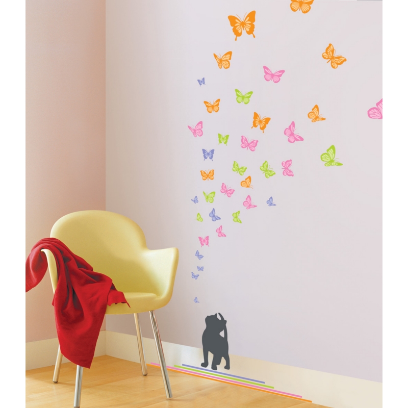Sticker Chat et papillons