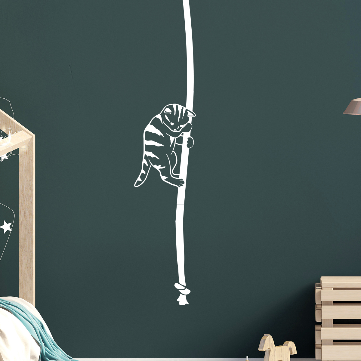 Cat and his long rope Wall decal