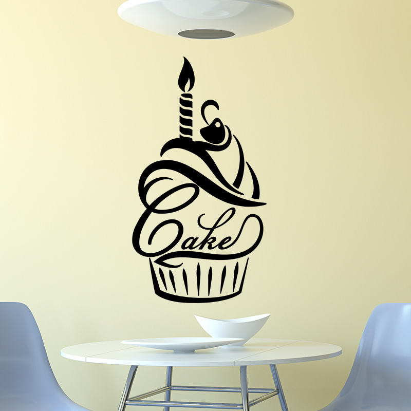Sticker citation cuisine Bougie et cerise sur un cupcake