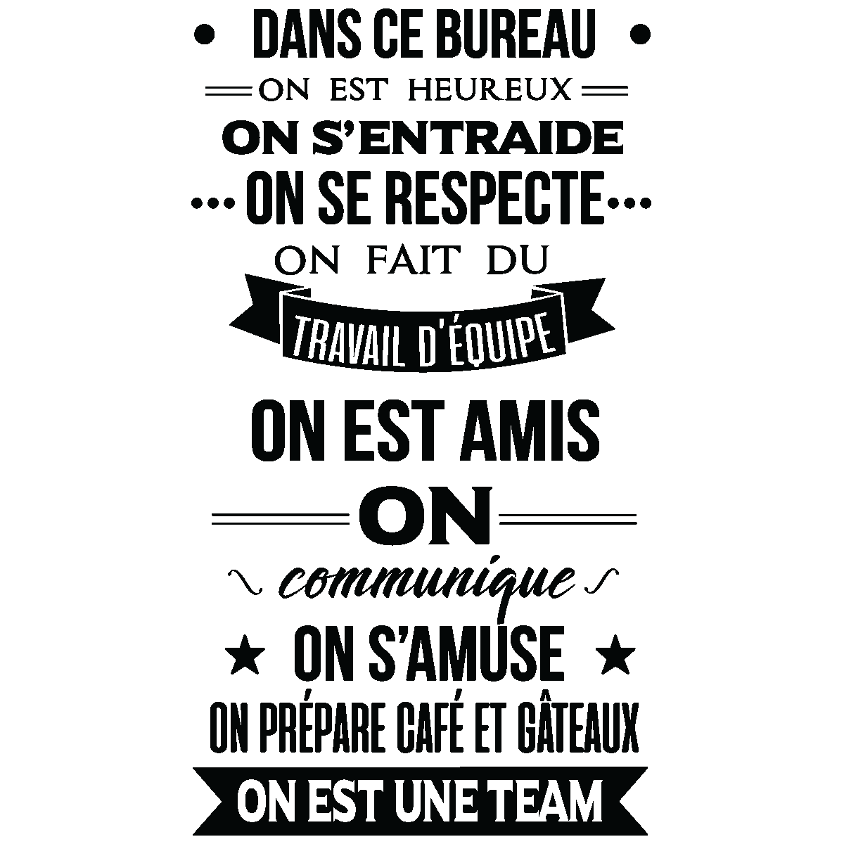 Quote Wall Decal Dans Ce Bureau On Est Une Team Wall Decals Quote Wall Stickers French Ambiance Sticker