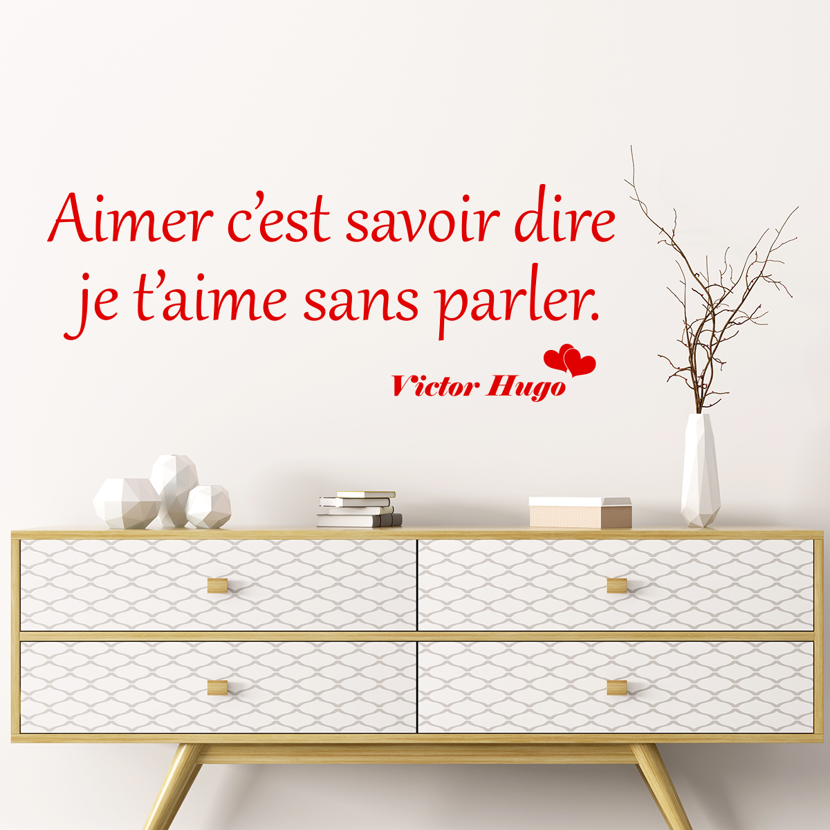 Sticker citation dire je t'aime sans parler - Victor Hugo