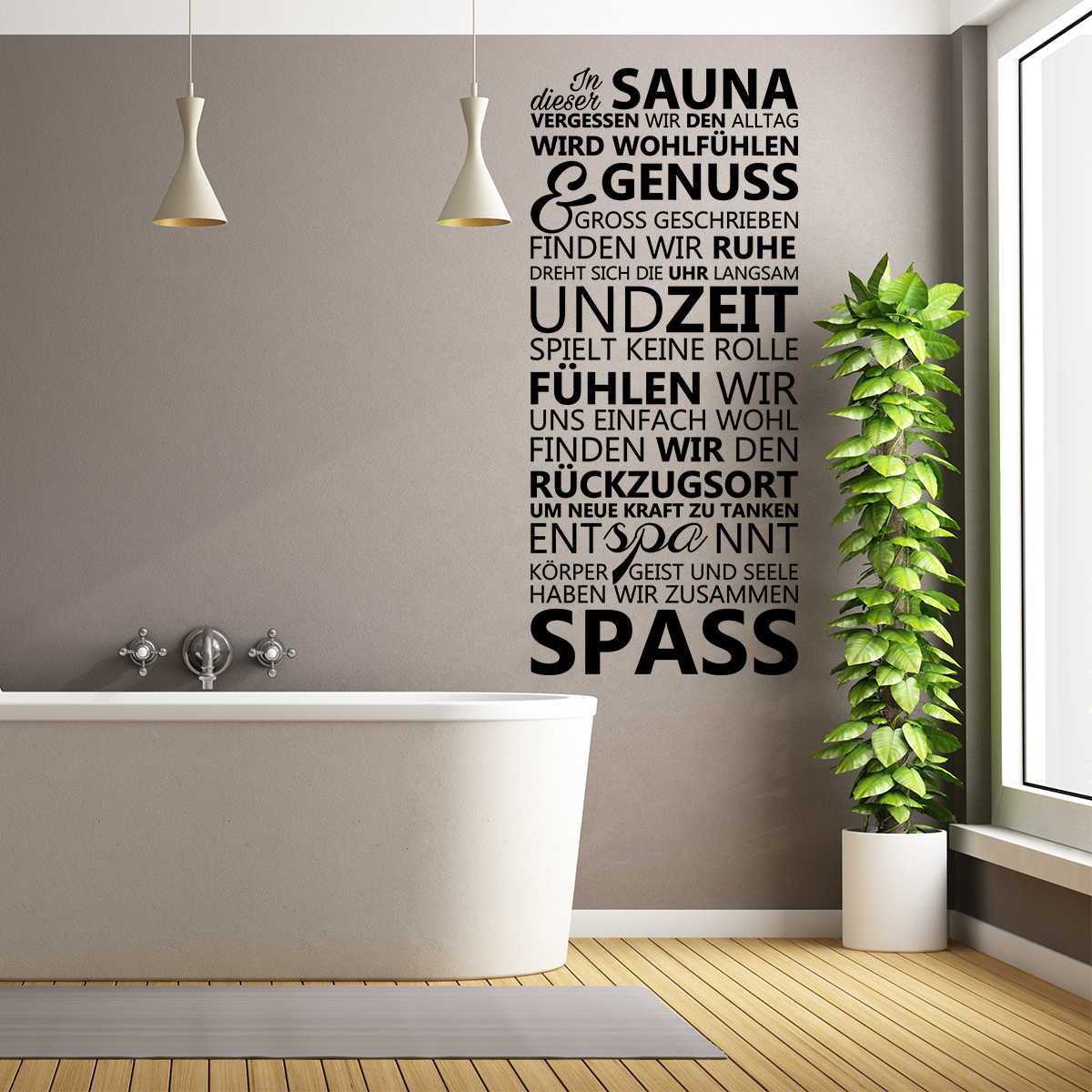 Wall decal quote in dieser sauna