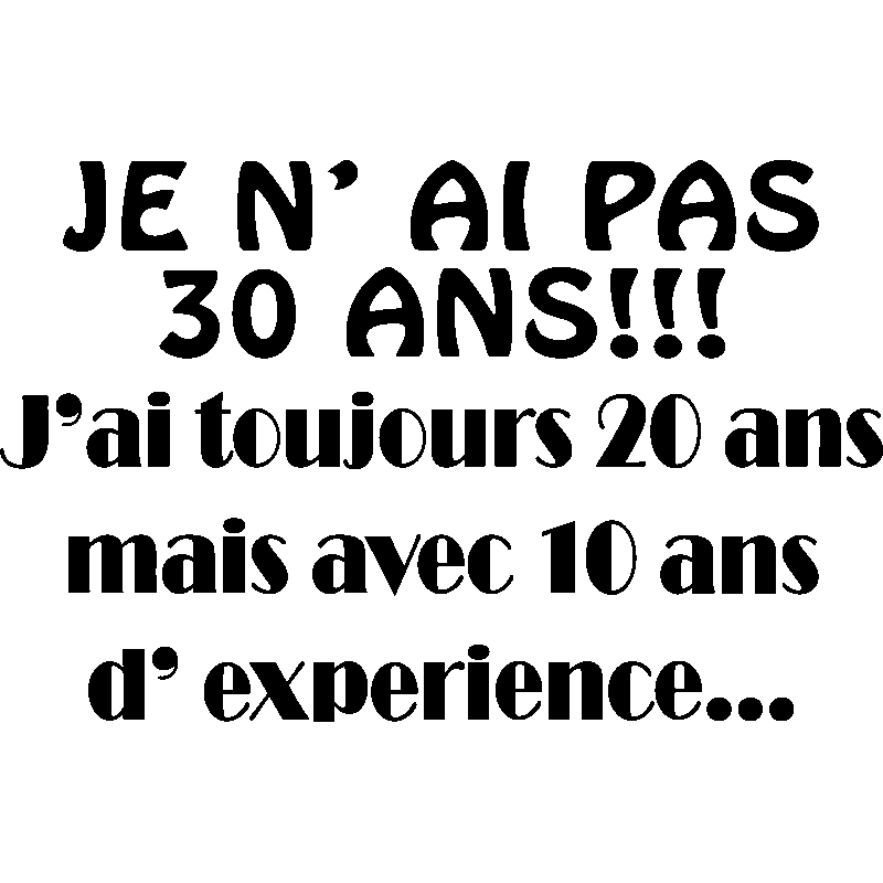 Wall Sticker Quote Je N Ai Pas 30 Ans Wall Decal Quote Wall Stickers French Ambiance Sticker