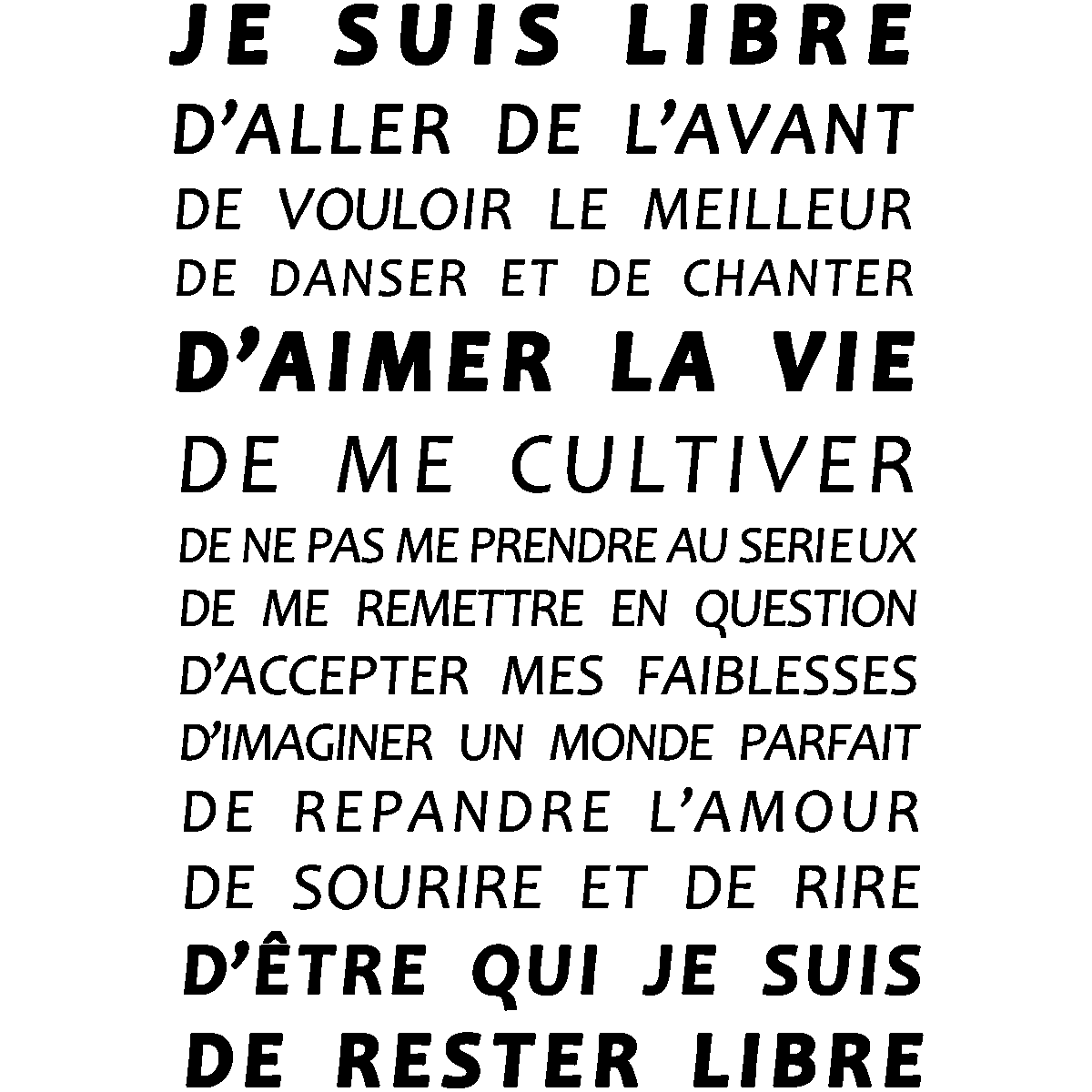 Citaat Muursticker Je Suis Libre D Aller De L Avant Muurstickers Citaat Muursticker Frans Ambiance Sticker