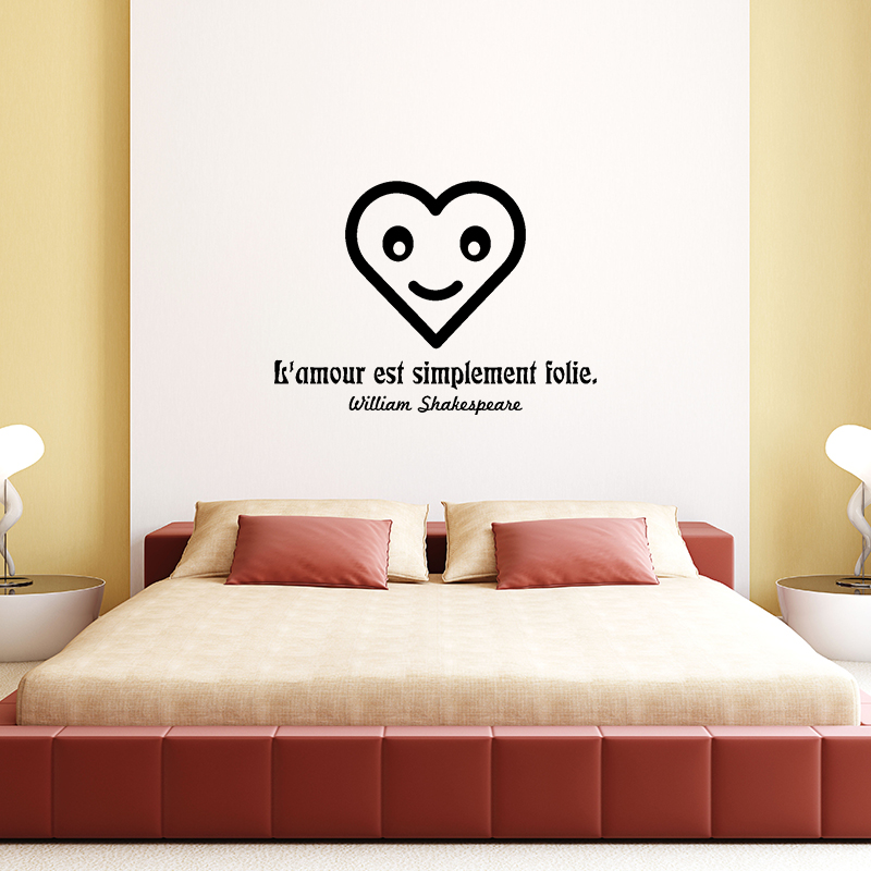 Wall Decal Quote L Amour Est Simplement Folie William Shakespeare Decoration Wall Decals Quote Wall Stickers French Ambiance Sticker