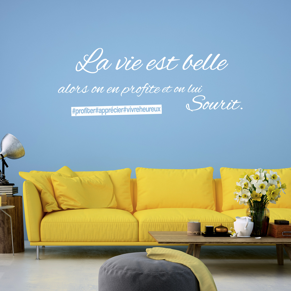 Quote Wall Decal La Vie Est Belle Alors On Lui Sourit Wall Decals Quote Wall Stickers French Ambiance Sticker