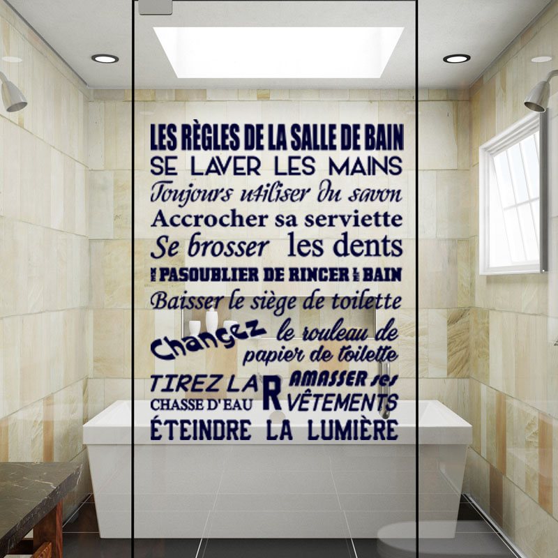 Stickers muraux et vitrines les règles de la salle de bain