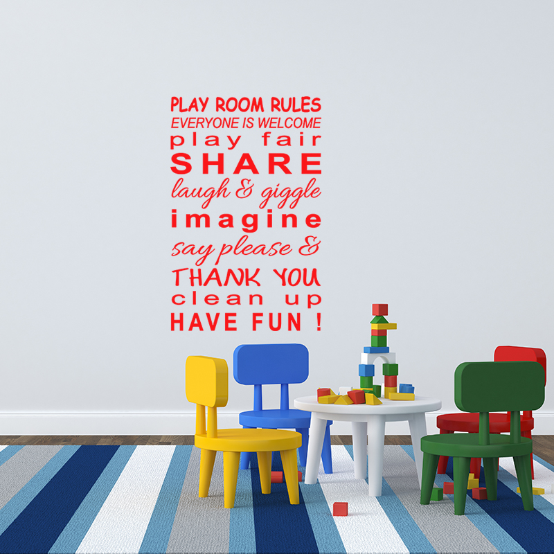 Muursticker citaat play room rules