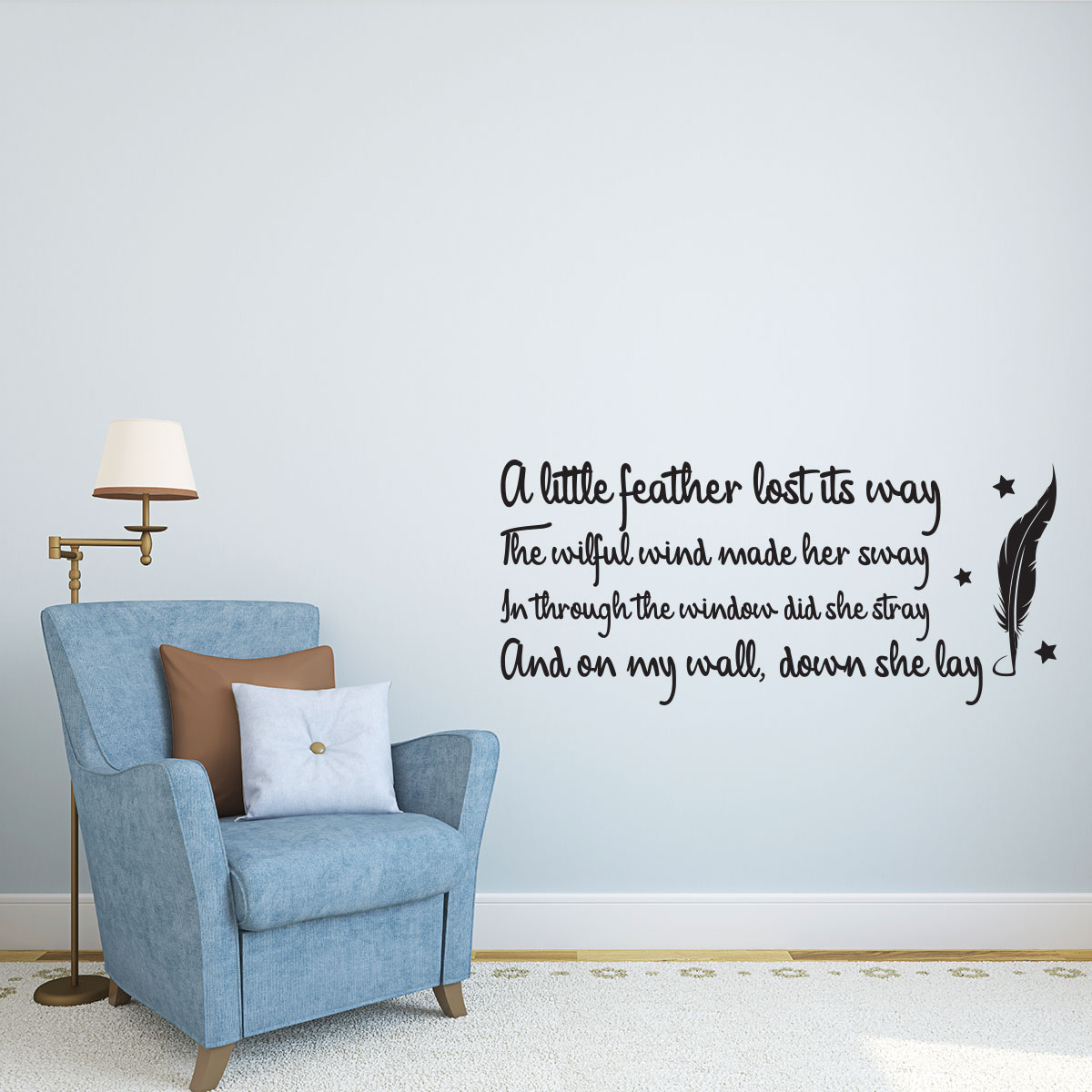 Wall decal quote poetry A little feather decoration