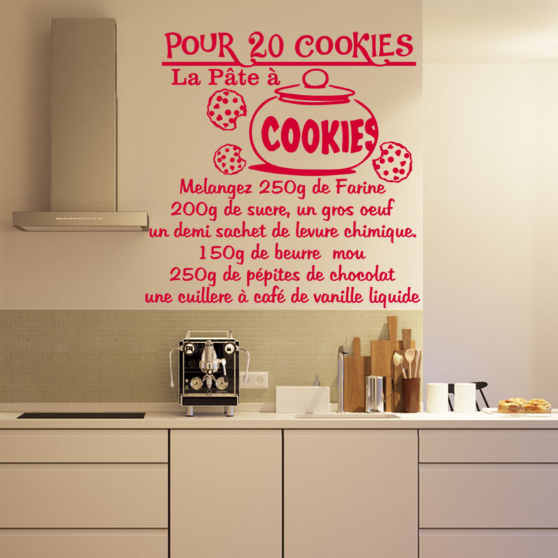 Vinilo decorativo citación receta Pour 20 cookies