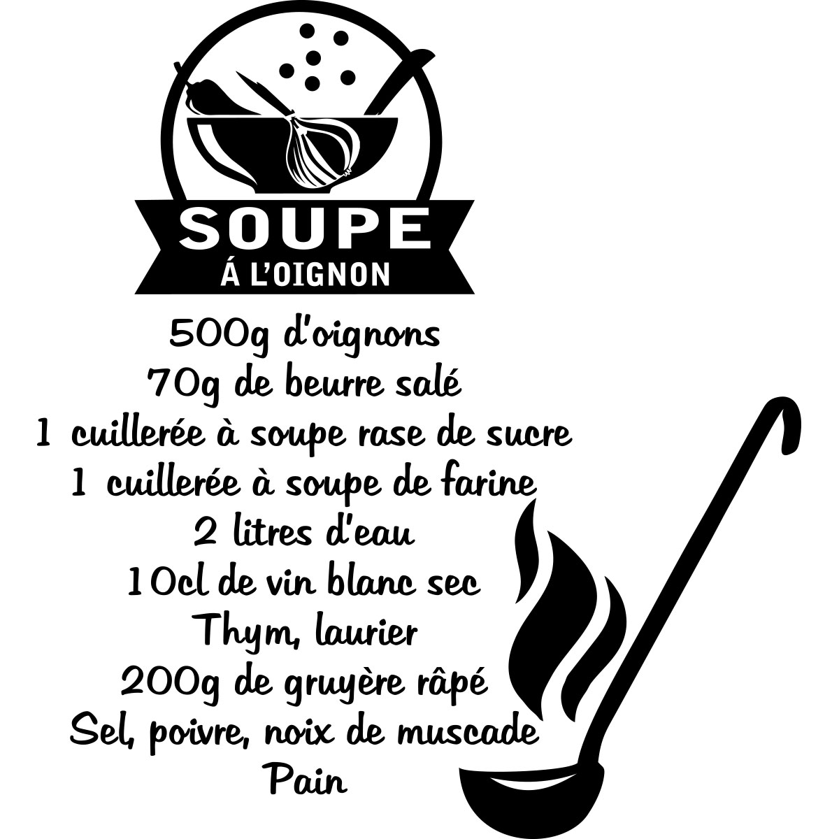 Wall Sticker Quote Recipe Soupe A L Oignon Decoration Wall Decals Quote Wall Stickers French Ambiance Sticker