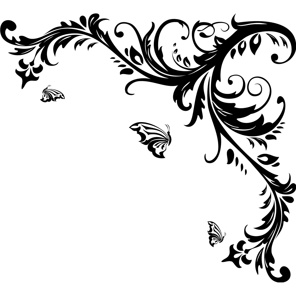 Stickers muraux design - Sticker mural Coin floral et papillons