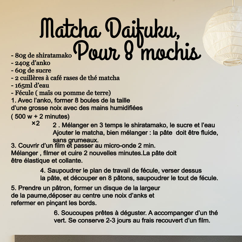 Sticker cuisine recette Matcha Daifuku pour 8 mochis