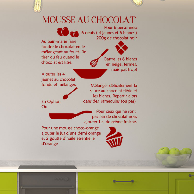 Stickers recette de cuisine Mousse au Chocolat pour déco cuisine