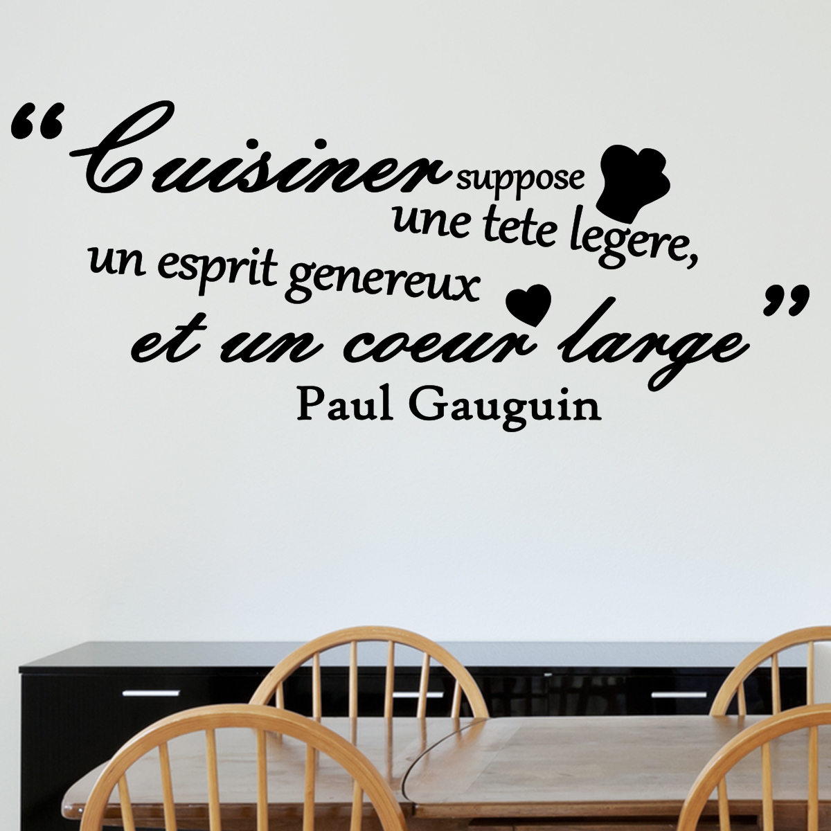 Sticker Cuisiner suppose un coeur large (Paul Gauguin)