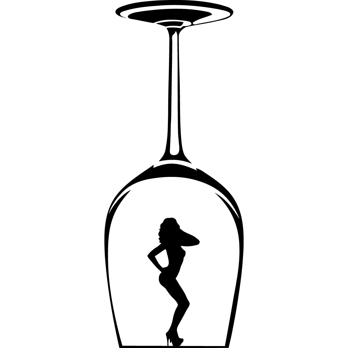 Muursticker dame in wijnglas 2