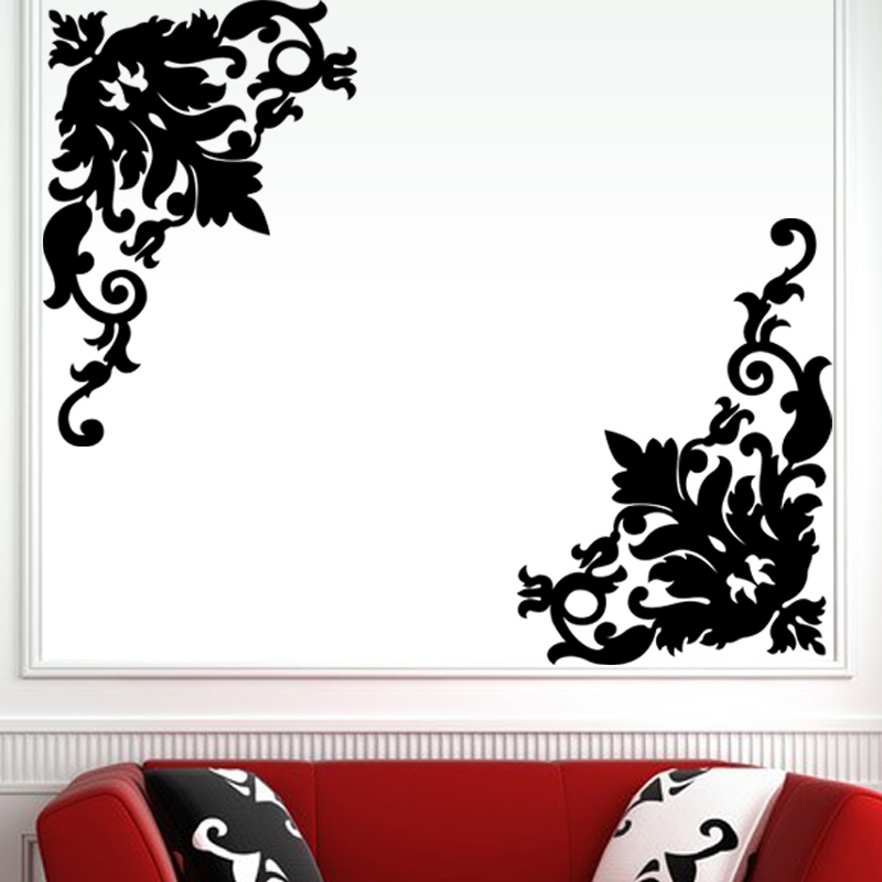 Stickers muraux design - Sticker mural Décoration florale sur angle