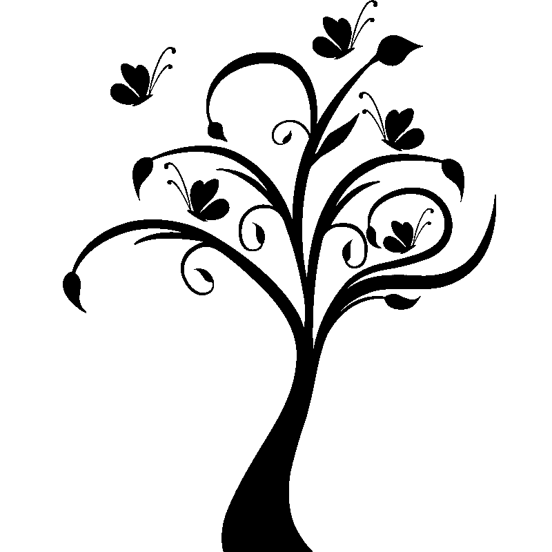 Décoration esprit nature: stickers papillon, fleur, arbre