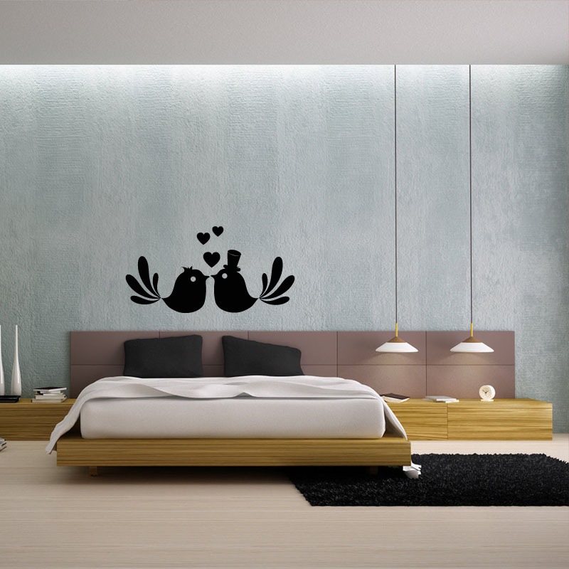 Wall decal Drawing birds in love