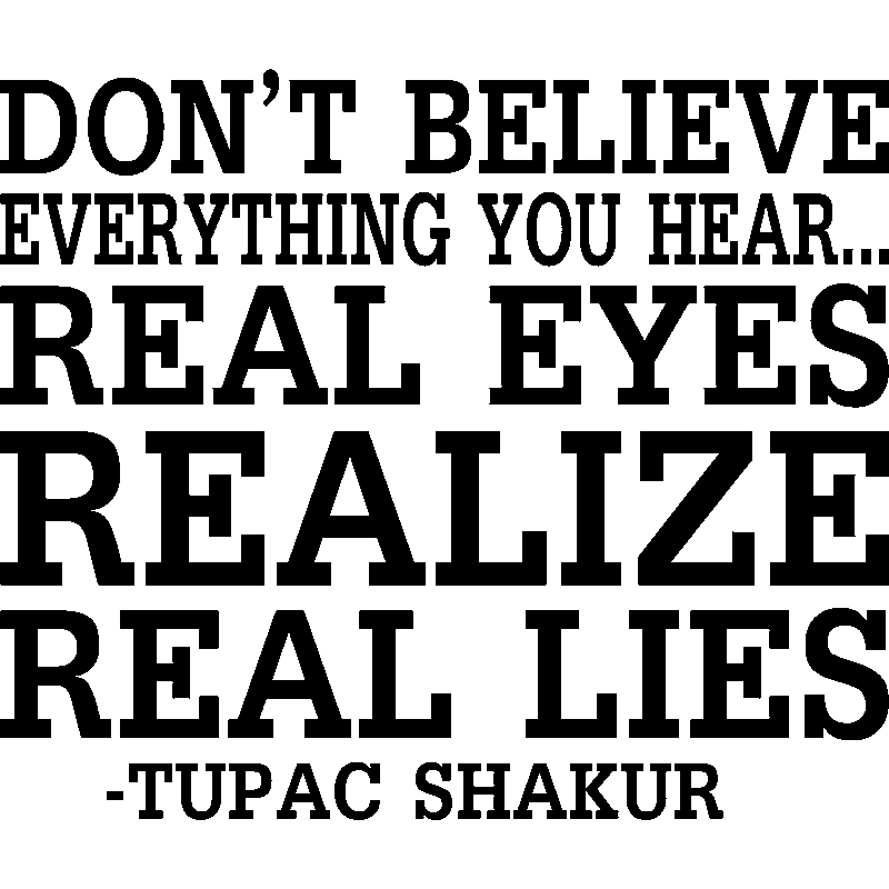 Wall Decal Don T Believe Everything You Hear Tupac Shakur Wall Decal Wall Decal Musica Cinema Songs Ambiance Sticker