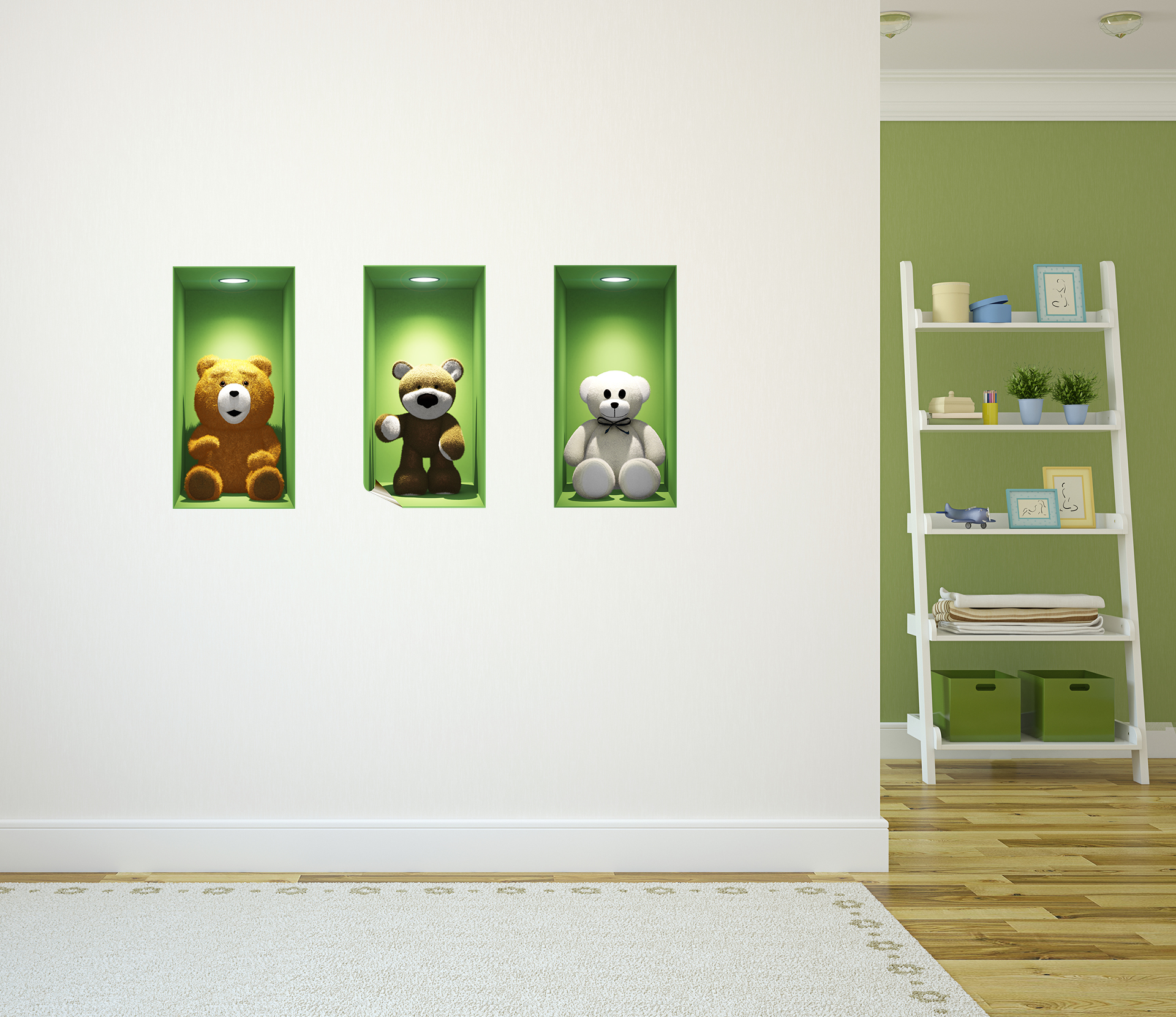 Wall decal 3D 3 bear cubs