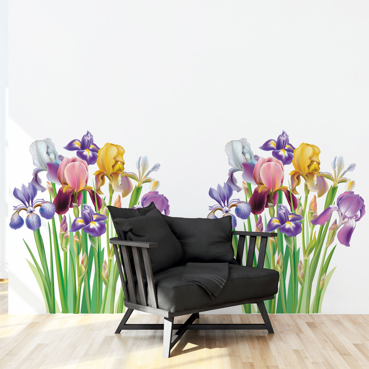 Sticker mural fleur iris mauve 