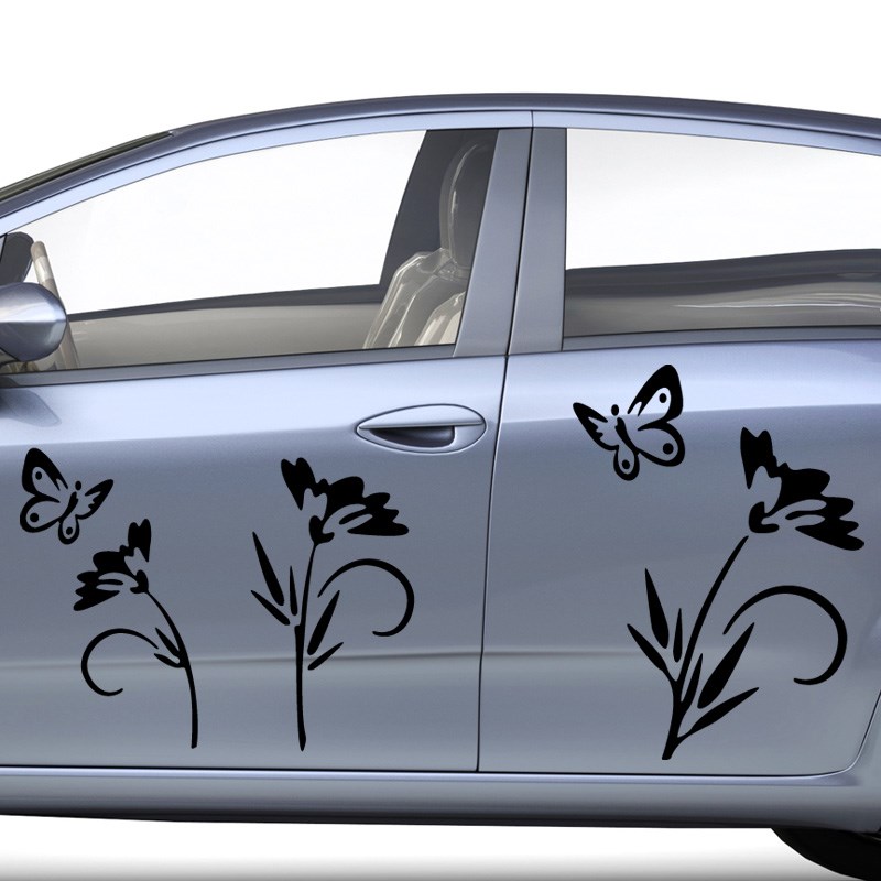 Car Stickers and Decals - Sticker Flowers and butterfly | Ambiance ...