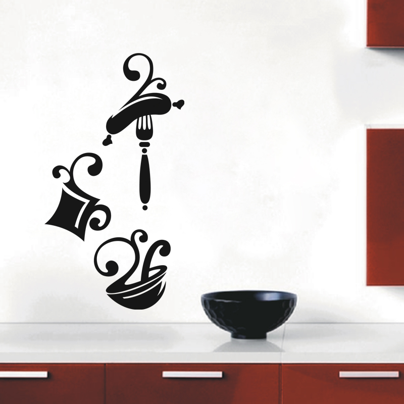 Wall decal Fork, cup and bowl