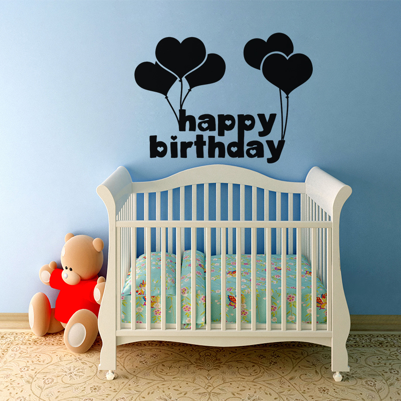 Wall decal Happy birthday with hearts balloons