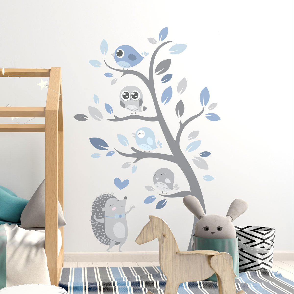 Hedgehog and bird friends for life wall decal