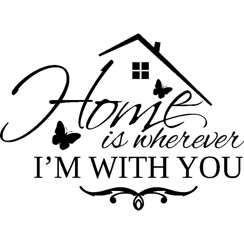 10840 Wandtattoo Loft Aufkleber Home is wherever I´m with you Spruch Zitat Herz 