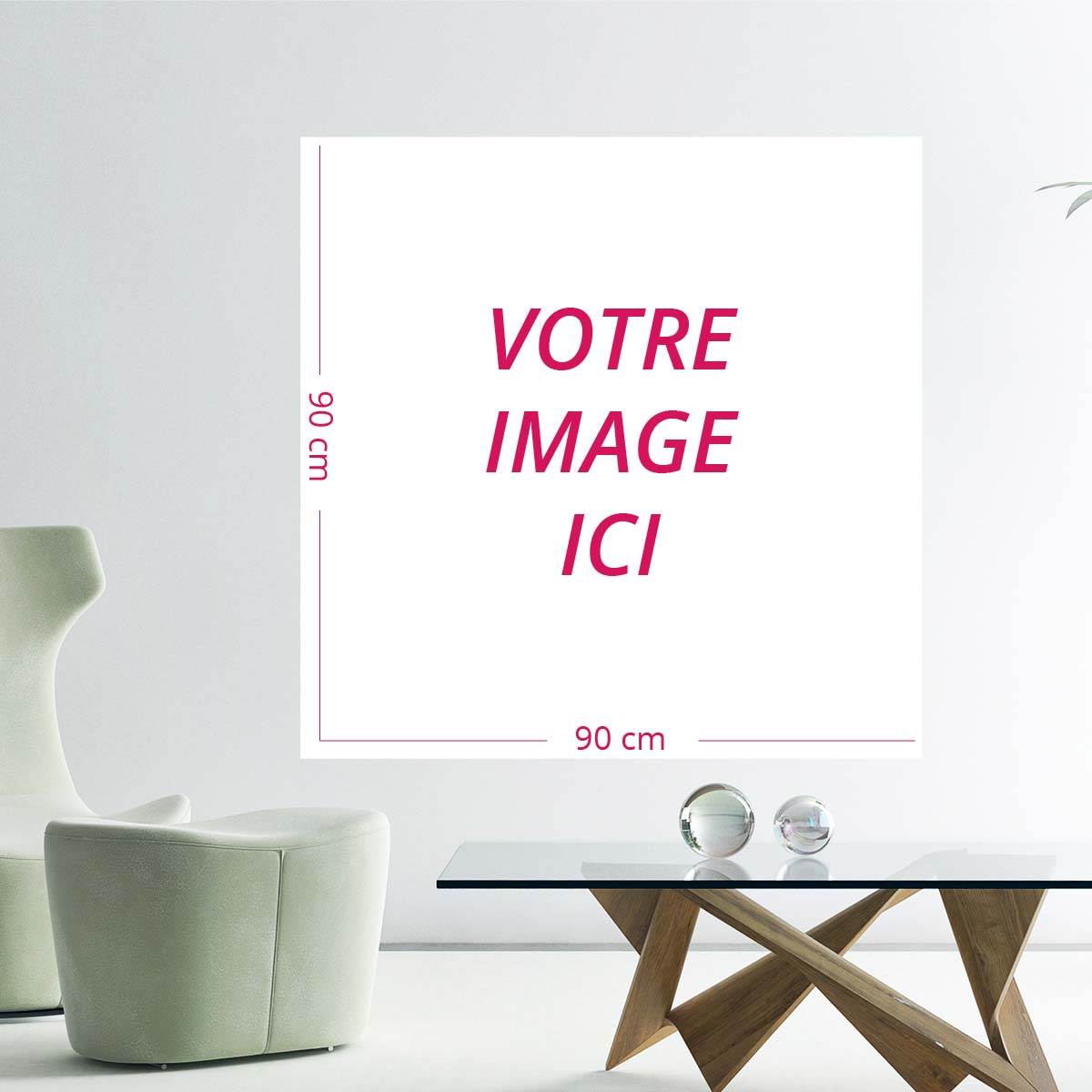 Sticker image personnalisable carré H90 x L90 cm