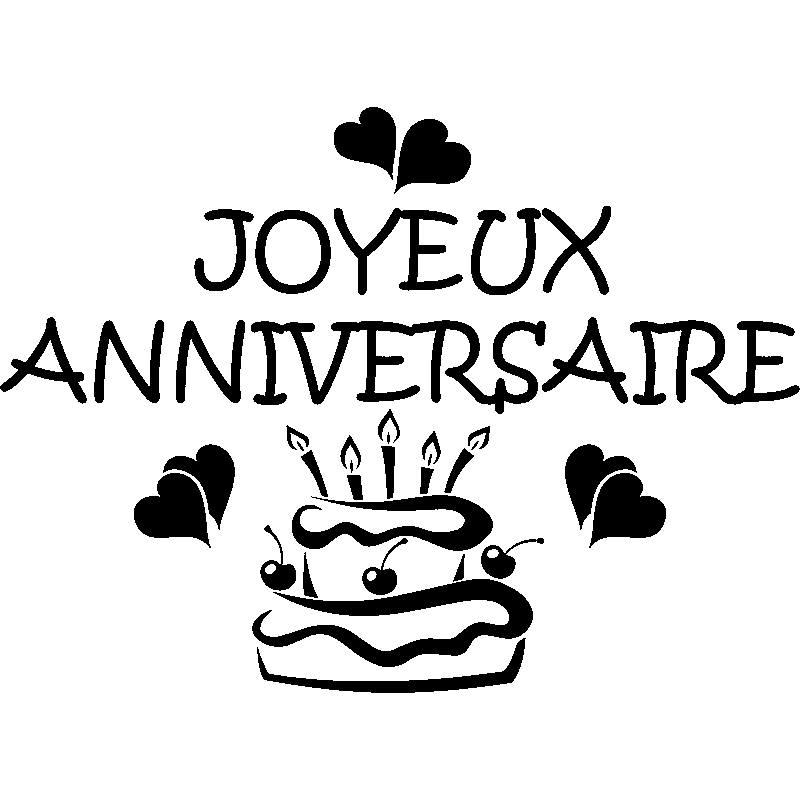 Wall Decal Joyeux Annivesaire With Cake And Heart Wall Decal Wall Decal Celebration Wedding Wall Decals Ambiance Sticker
