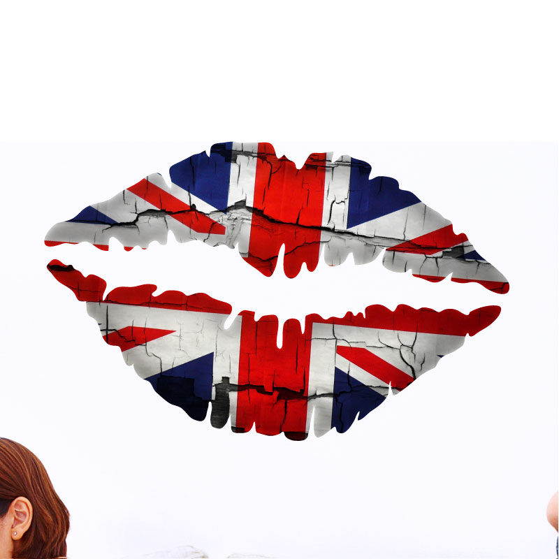 Sticker Kiss Union Jack effet vintage