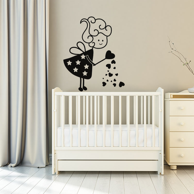 Wall sticker The fairy offering hearts