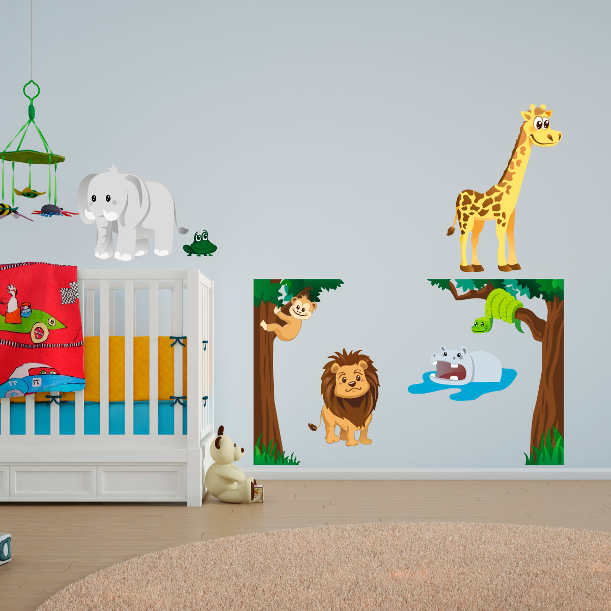 The frog among the animals of the jungle Wall sticker