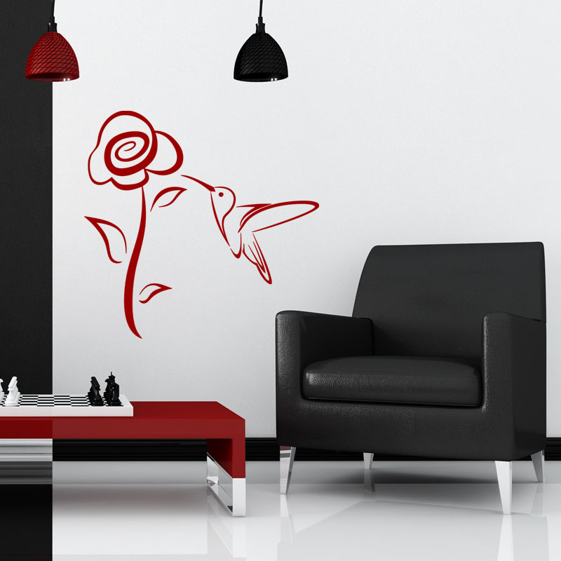Wall decal sticker The hummingbird and rose