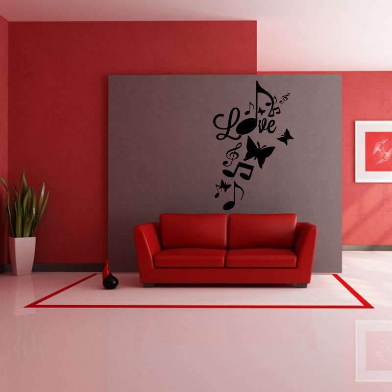 Wall decal Love music notes and butterflies
