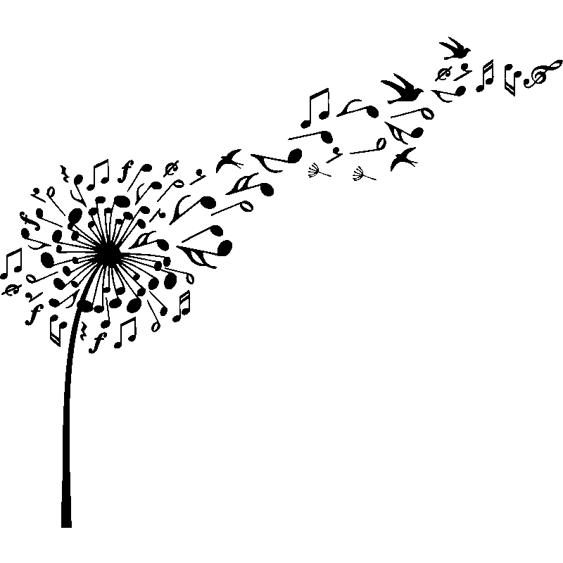 Music Wall decal flower note music - Wall decals WALL ...