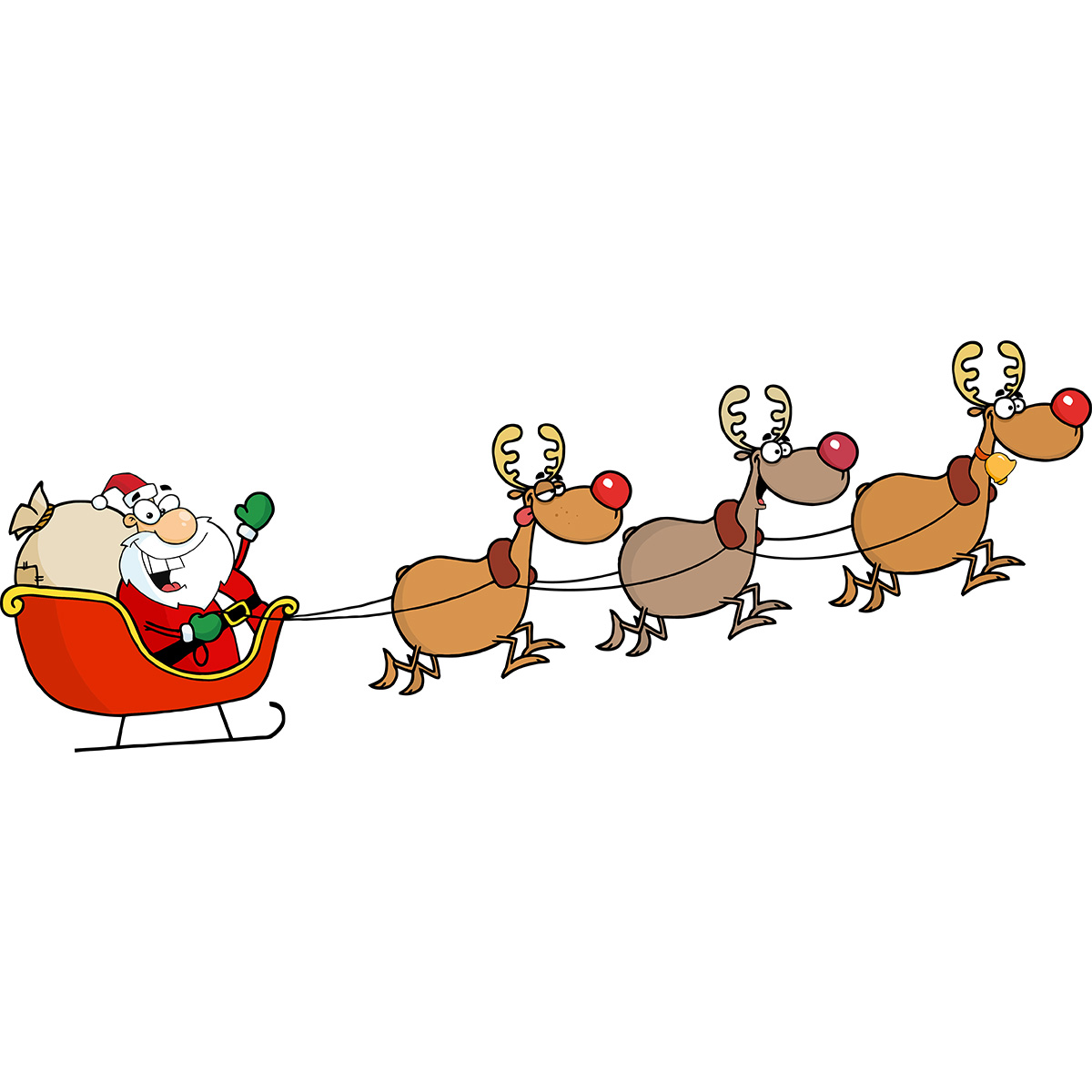 Sticker Noël Père Noël joyeux et ses rennes – Stickers STICKERS FÊTES