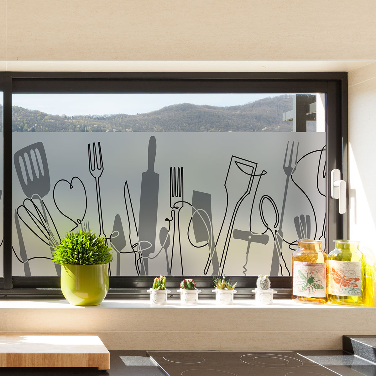 Vinilo opaco y privacidad para ventana 1 metro x 40 cm cocina - adhesivo de  pared - revestimiento sticker mural decorativo
