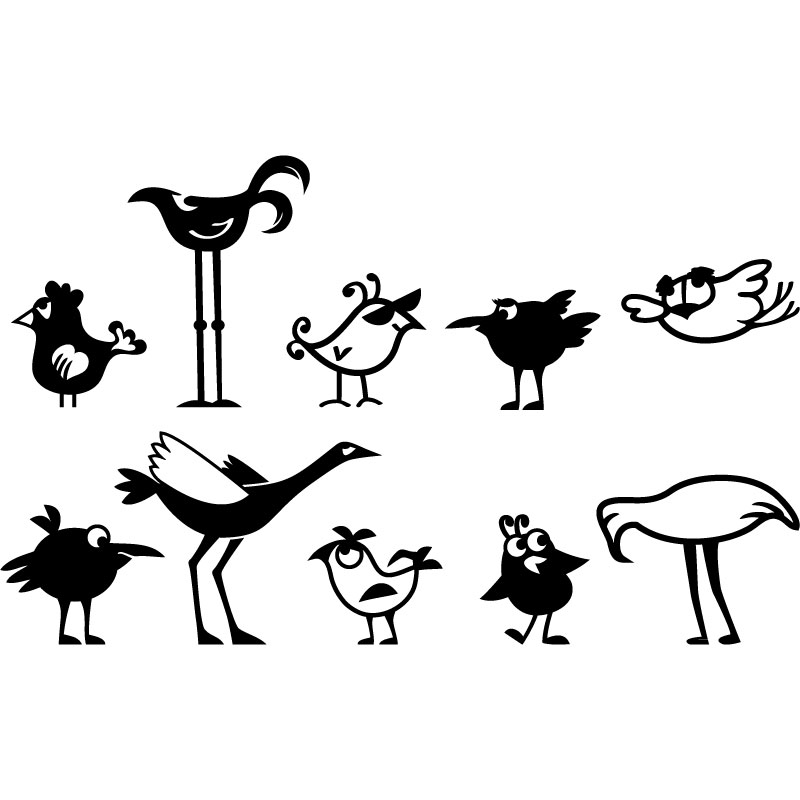 Sticker oiseaux drôles
