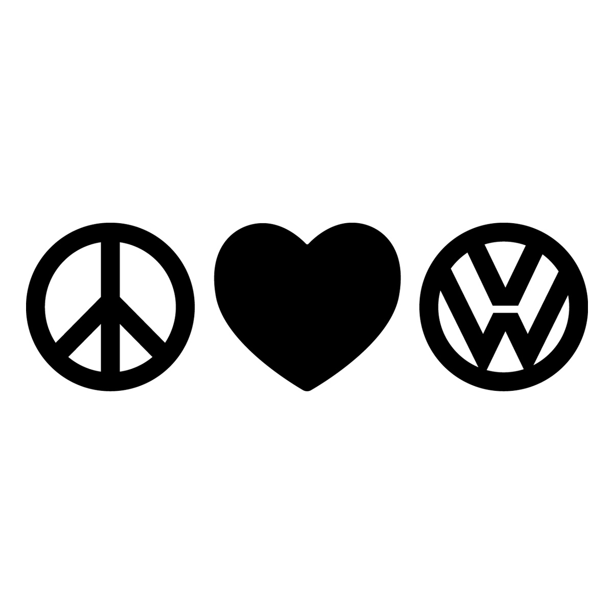 Car Stickers and Decals - Sticker Peace, Love, Volkswagen ...