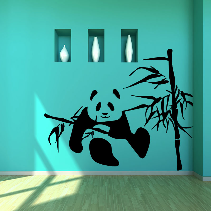 Wandtattoo Panda auf einem Bambus