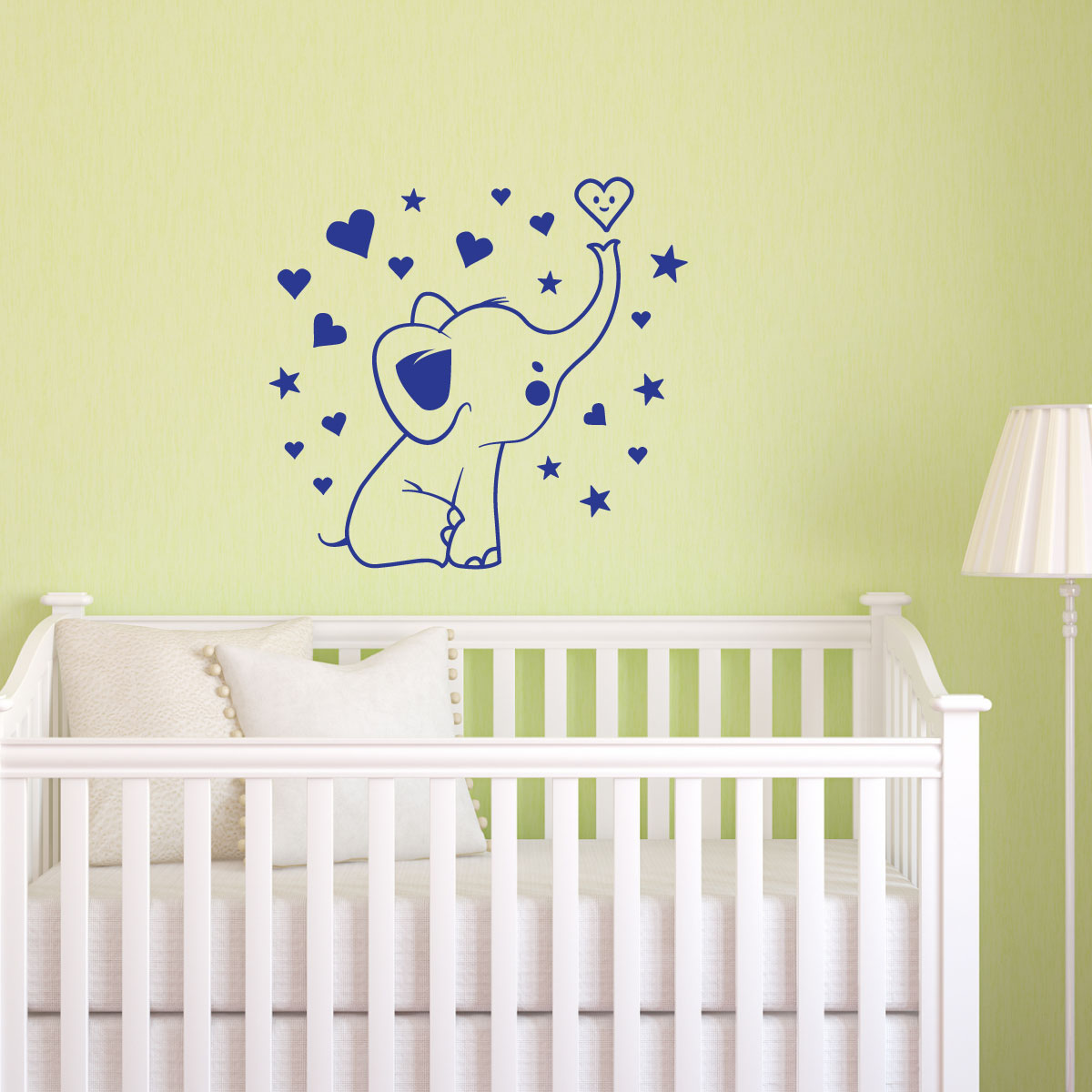Wall decal Small elephant with stars, hearts
