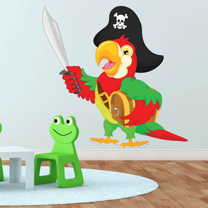 Pirate the parrot and its treasure Wall decal