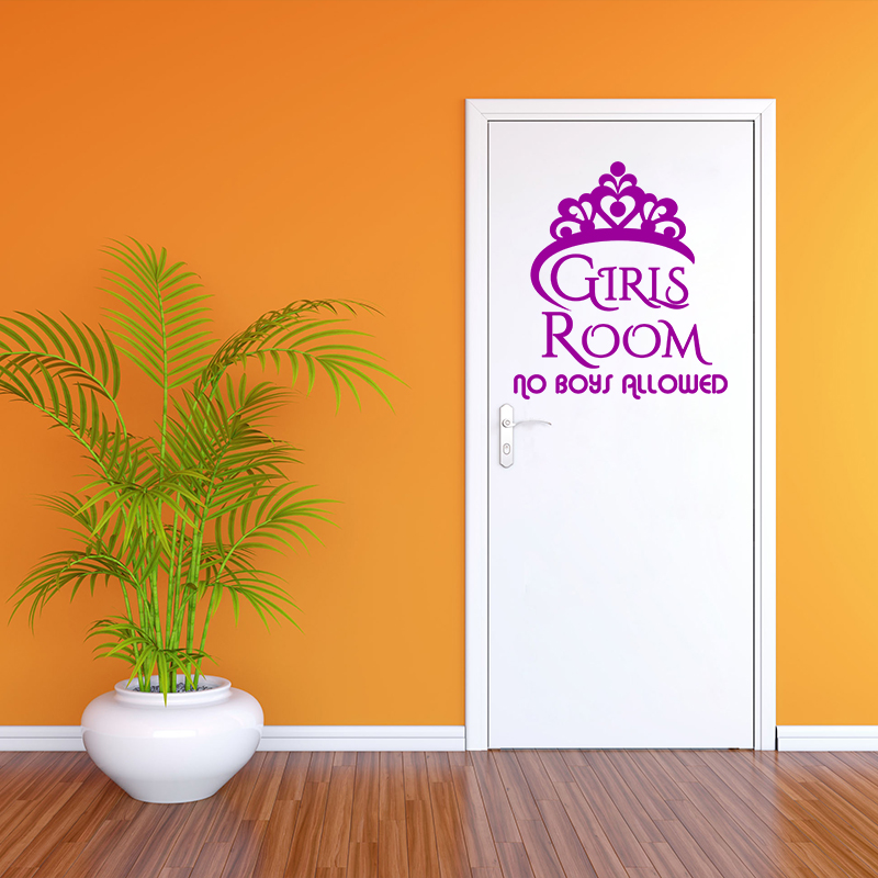 Adesivo di porta citazione girls room no boys allowed