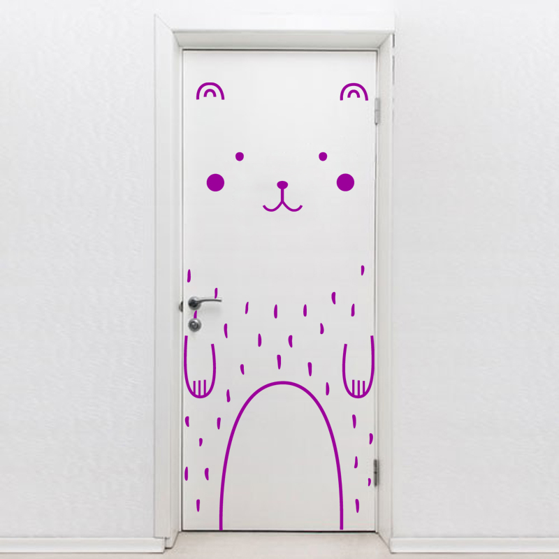 Happy bear wall decal for door